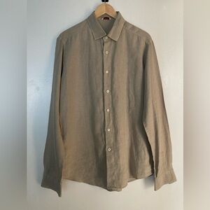 Gran Sasso puro lino Italian long  sleeve men’s shirt size L
